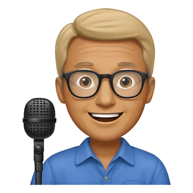 Hombre moreno con gafas emitiendo en una emisora de radio sticker