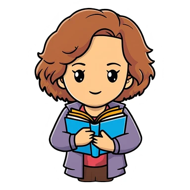 Cute Hermione Granger with books and time-turner necklace sticker