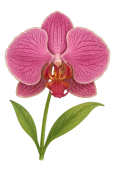 orchid flower, detailed, vibrant, botanical illustration sticker