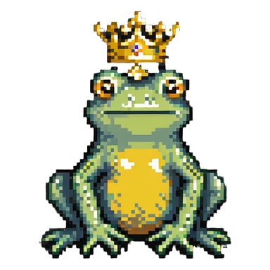 frog with a golden crown sitting sticker