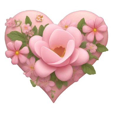 Delicate pink heart and flowers inside sticker