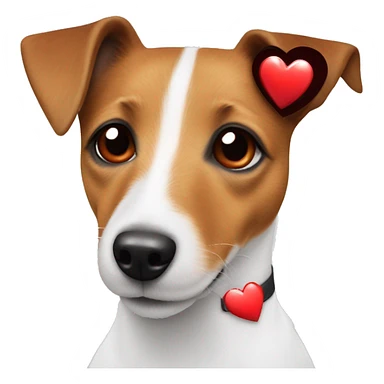 Jack russell terrier in love. With three red hearts around his head sticker