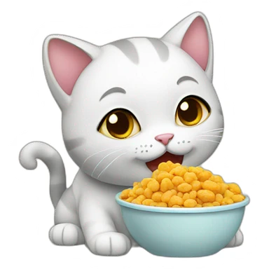 cute cat eating food sticker