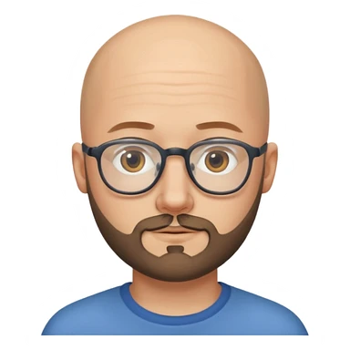 лысый очень молодой парень с круглыми очками тонкими с бородой и без усов sticker