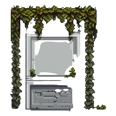 Сделай серую русскую широкую панельку, которая заросла лозой и мхом. sticker