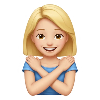 arms crossed holding neck laughing girl sticker