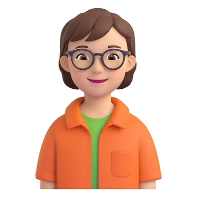 emoji of a smiling 11 year old with glasses and short hair sticker