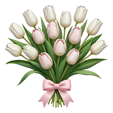 White tulips bouquet with light pink bow  sticker