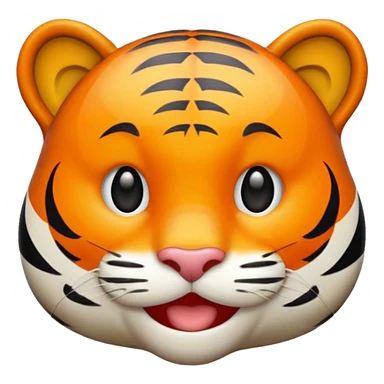 happy tiger emoji, apple style sticker