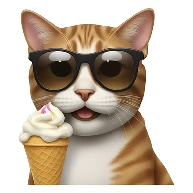 Cat with sunglasses eating ice cream sticker