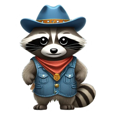 A raccoon with a cowboy outfit sticker