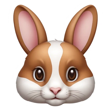 Cinematic Noble White and Brown Rabbit Portrait Emoji, Poised and regal, with a balanced, compact build and a beautifully patterned fur of pristine white accented by rich brown patches, long, alert ears and deep-set soulful eyes, Simplified yet sharp and sophisticated features, highly detailed, glowing with a soft, dignified glow, high shine, intelligent and gentle, stylized with an air of refined charm, focused and attentive, soft glowing outline, capturing the essence of a watchful and confident companion, so majestic it feels as though it could hop out of the screen with effortless authority! sticker