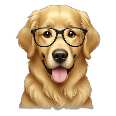 A beautifull golden retriever with glasses sticker