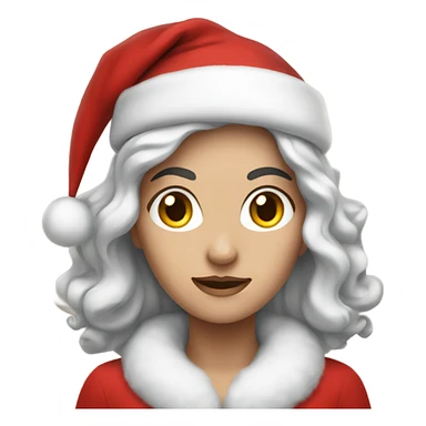 White woman dark hair as santa claus sticker