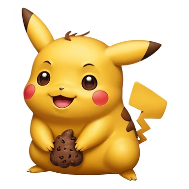 cartoon Pikachu with poop emoji sticker