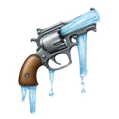 frozen pistol, icicles dripping sticker