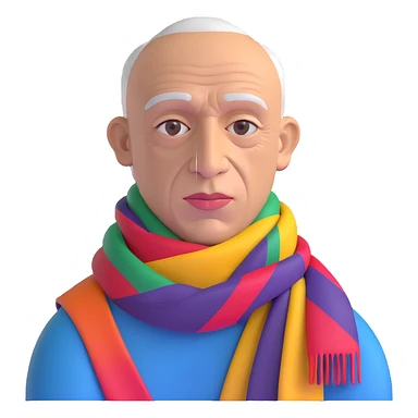 auto portrait of Pablo Picasso with colorful scarf sticker