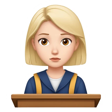 female student attentively listening during a lecture, focused expression sticker