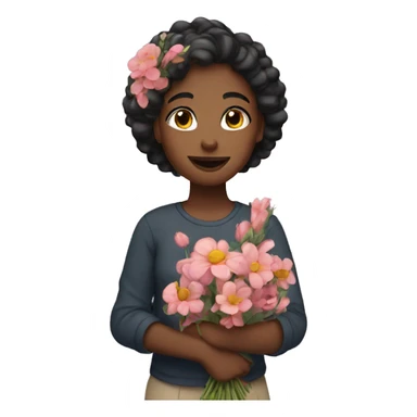 girl with flowers  sticker
