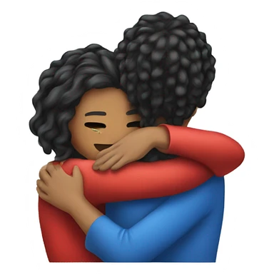 Tow girls hug one hair is red and another blue sticker