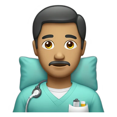 sad latino man in hospital room sticker