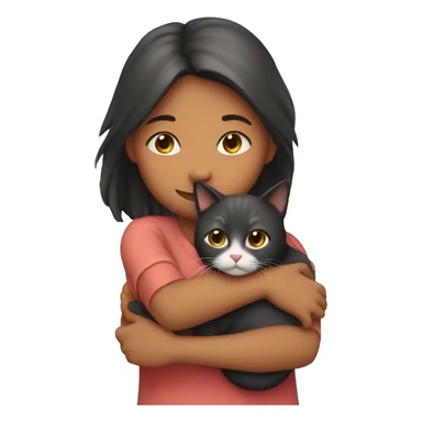 Girl huging a cat sticker