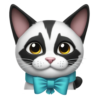 black and white cat with bow sticker