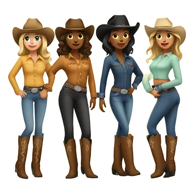 Four cute woman in cowboy boots line dancing  sticker
