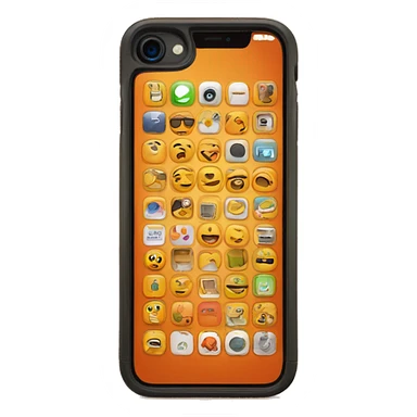 iPhone with orange colored case and orange colored apps sticker