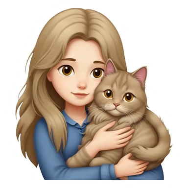A long-haired girl hugs a British longhair cat tightly sticker
