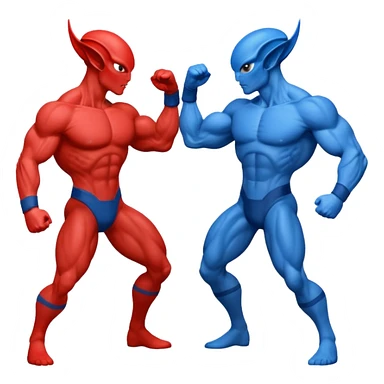 
two alien sparring, red uniform and blue unidorm
 sticker