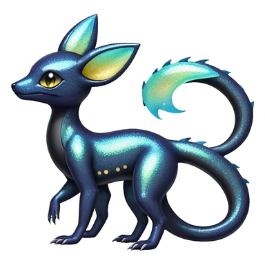 Pastel Iridescent Shiny Sparkly Exotic Salandit-Umbreon-Fakémon-hybrid-creature (full body)  sticker
