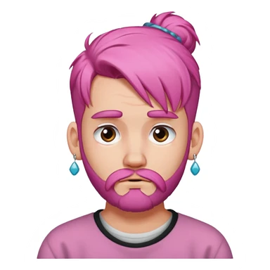  big bun haired with earrings pink hair guy sad with beard sticker