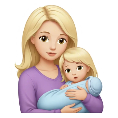 Blonde long hair mom with short hair newborn baby girl sticker