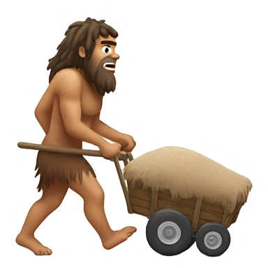 caveman pulling cart on back sticker