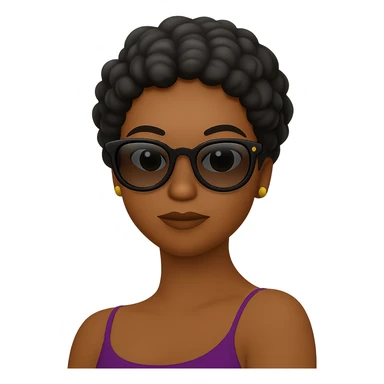 Change her facial expression to normal, keeping the same style as the reference image. sticker