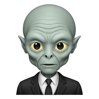 an old alien with black suit sticker