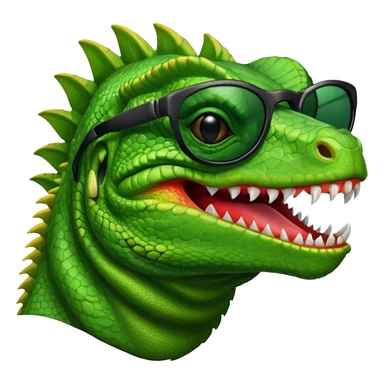 capitalist iguana head with black sunglasses smiling venomously sticker