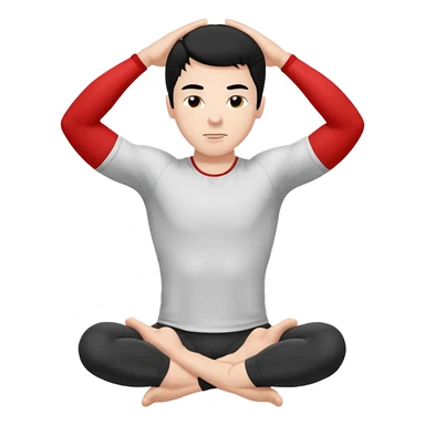 Hombre blanco pelinegro haciendo ejercicio de estiramiento, calentamiento sticker