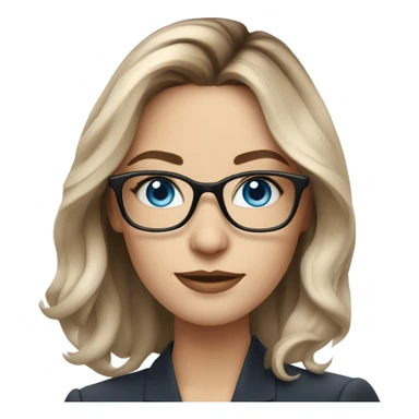 Shoulder length Balayage pale beautiful corporate woman with glasses and blue eyes sticker