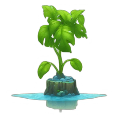 Sad plant that try to reach the water next to t sticker