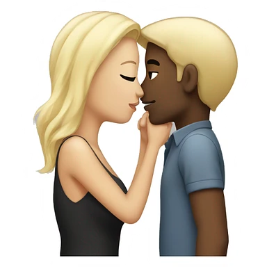 Black hair girlfriend kissing blonde hair boyfriend sticker