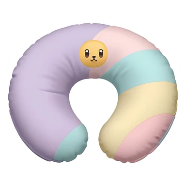 Travel neck pillow with subtle soft colors, not bright sticker
