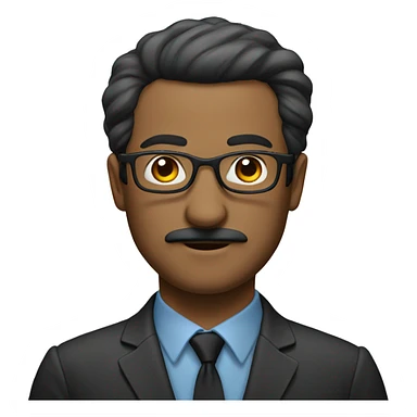 Man with mustache and receding hairline with hair on the sides wearing glasses sticker