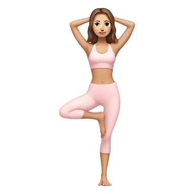 Aesthetic Ukrainian yoga girl with brown hair in light pink yoga outfit. Full body  sticker