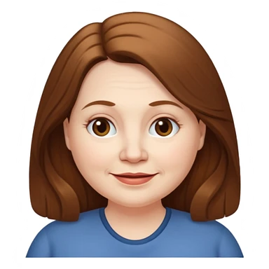 50 yr old white woman pale long brown hair small smile chubby sticker