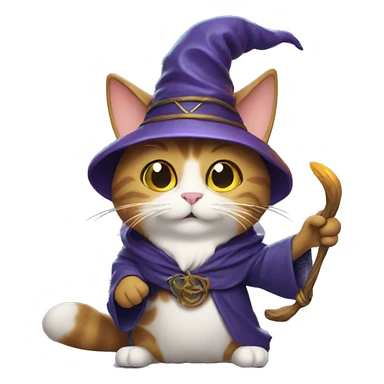 Wizard cat casting a spell sticker
