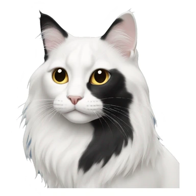 half black and half white long hair cat sticker