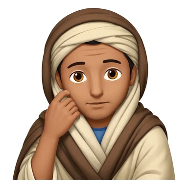 Un arabe haciendo gesto de dormir solo la cabeza y la manta que lleva que sea larga sticker