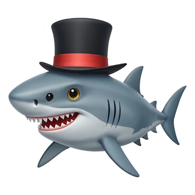 shark with a black top hat sticker